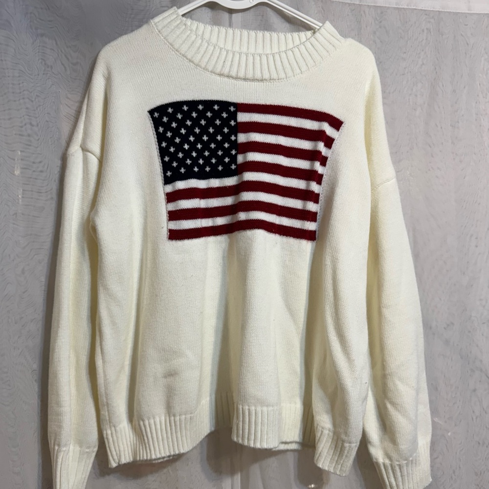American Flag Sweater - Cream